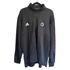 Adidas New Jersey Devils Jacket Men Size 2XL Black Pullover 1/4 Zip Long Sleeve